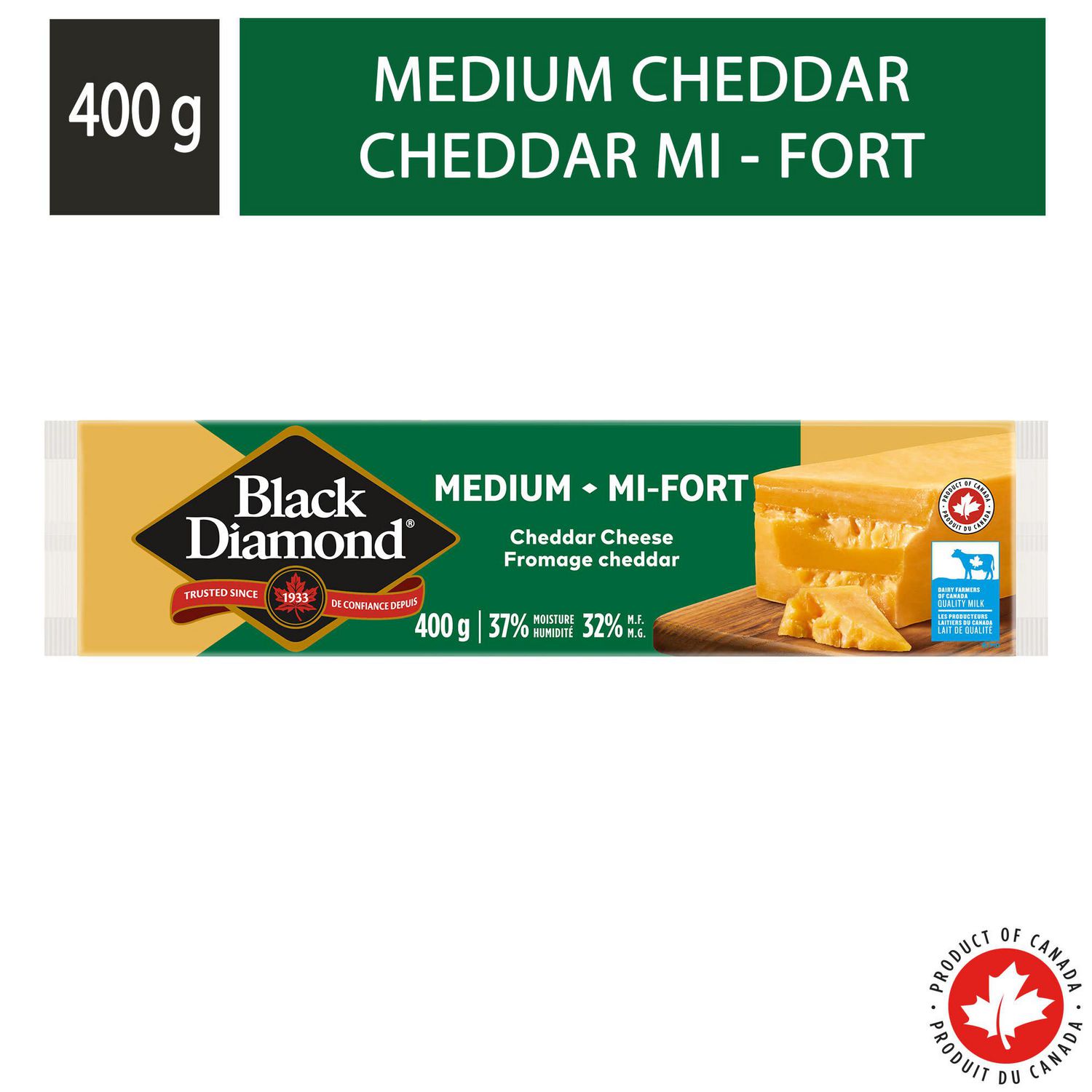 Black Diamond Medium Cheddar Cheese Bar, 400g