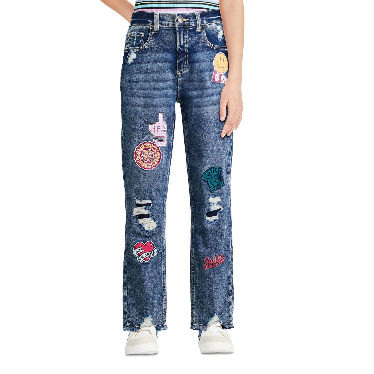 Girls jeans with patches hotsell