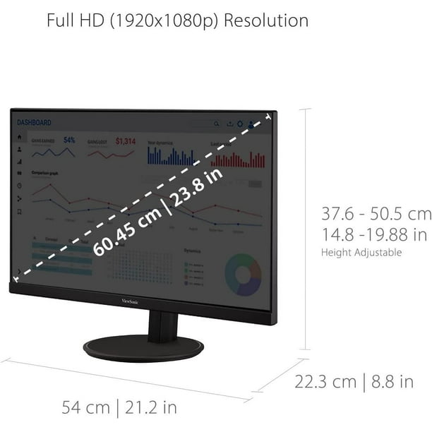Moniteur DEL HD intégrale 1080p classe 24 po (60 cm) onn (Noir) 1 entrée  HDMI 