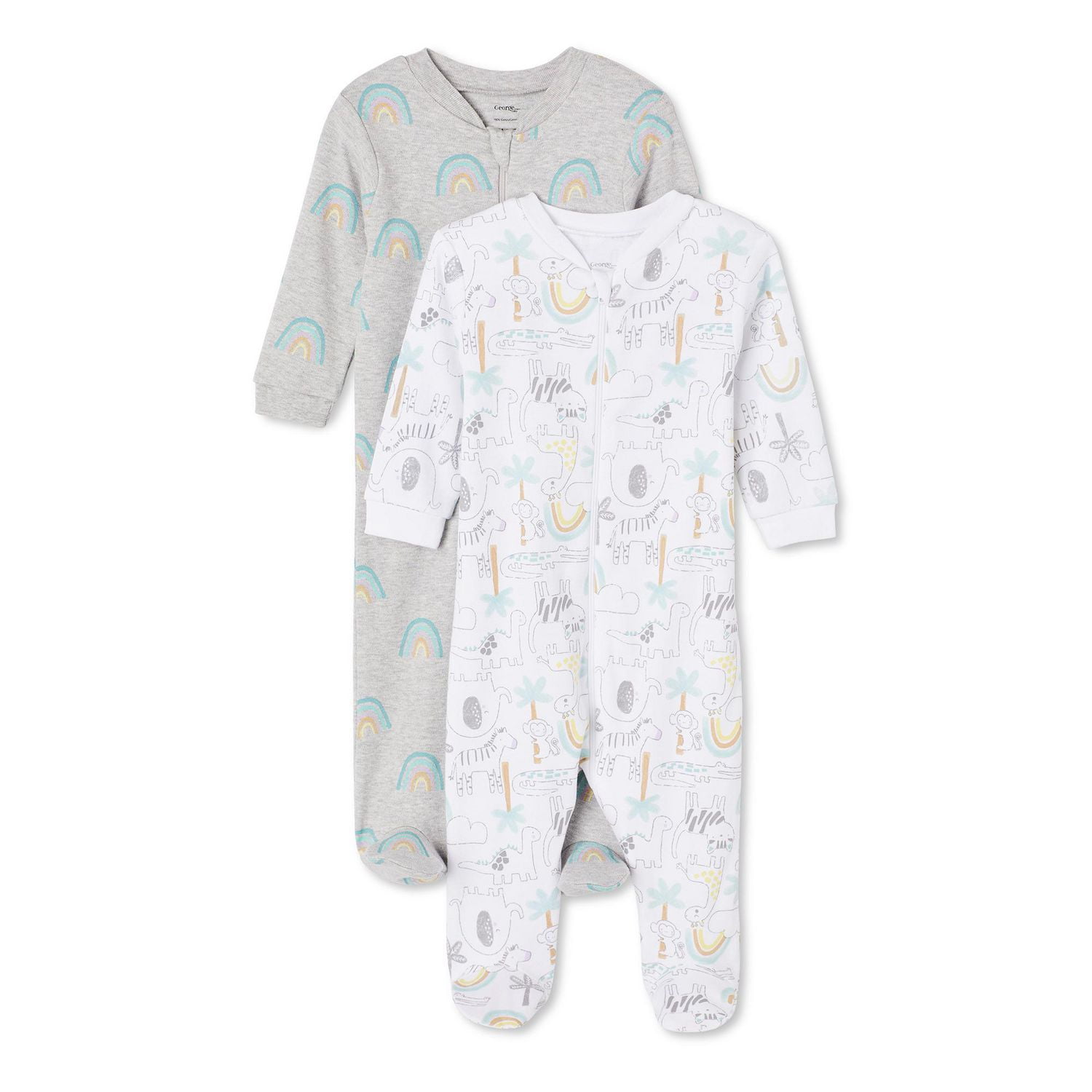 George Infants' Gender Inclusive Sleeper 2-Pack, Sizes 0-12 months