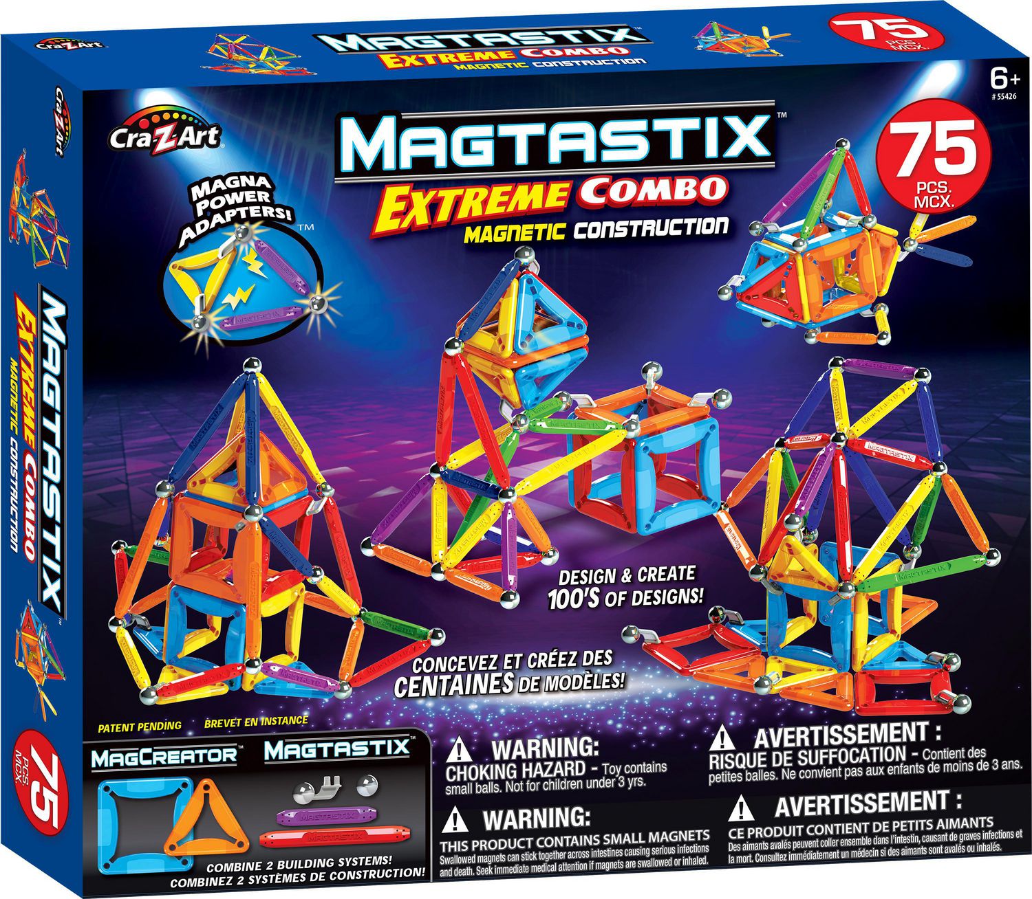 Jeu de construction magnétique Cra-Z-Art Magtastix, paq. 70, 6 ans et plus