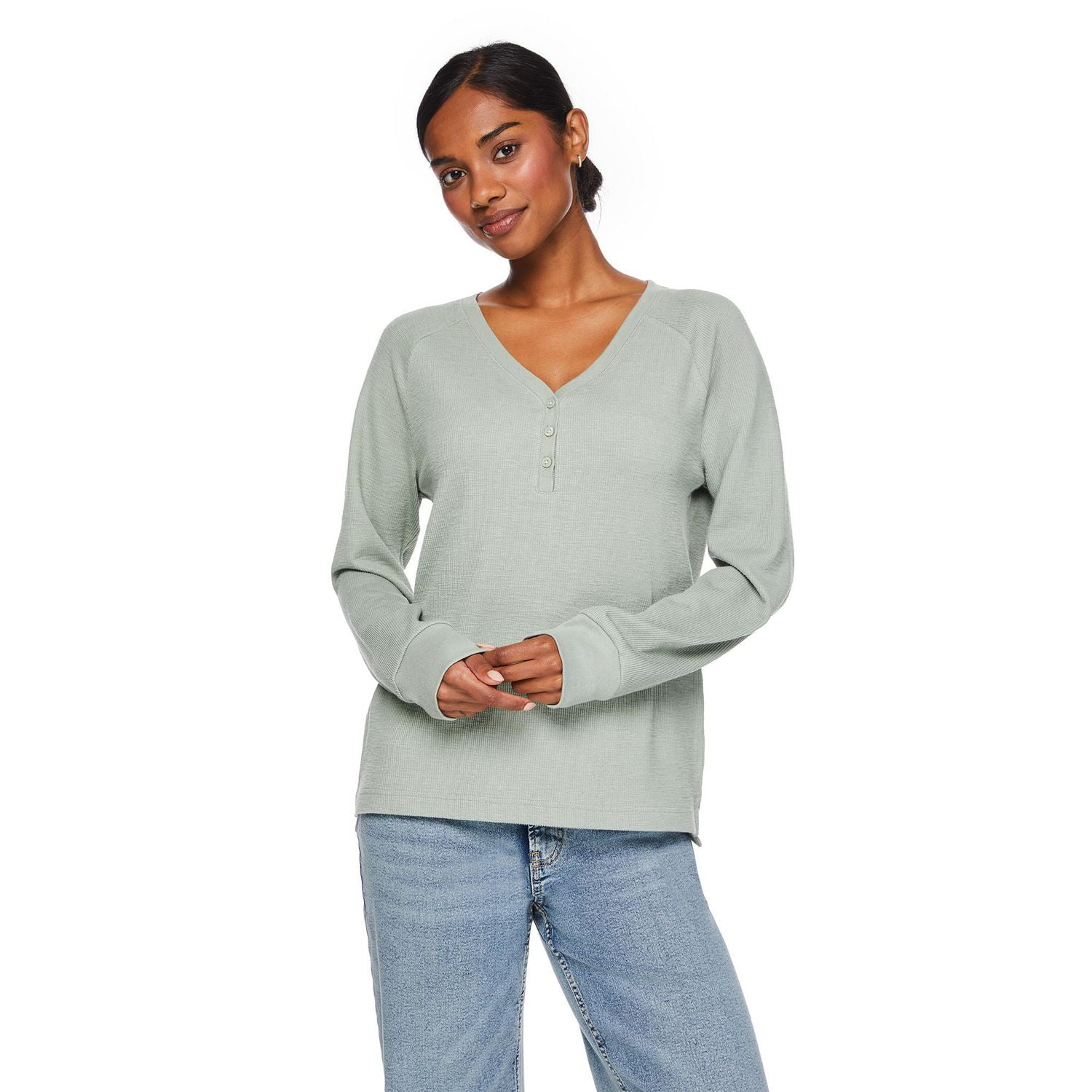 George Women's Rib Henley Tee, Sizes XS-XXL