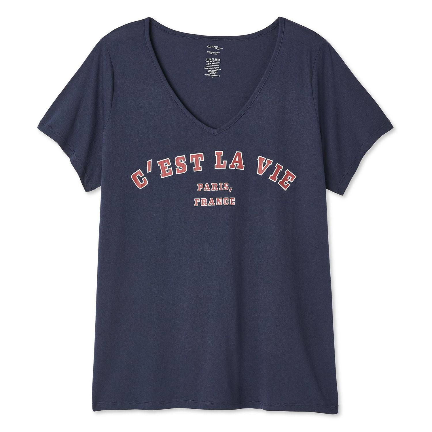 T-shirt avec encolure en V George Plus pour femmes Tailles 1X-4X