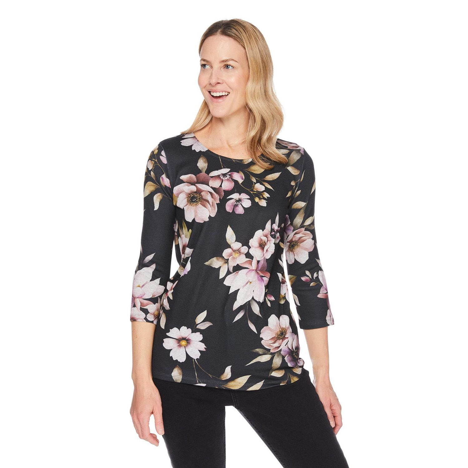 Haut en hacci à manches ¾ Iyla pour femmes Tailles P-TTG