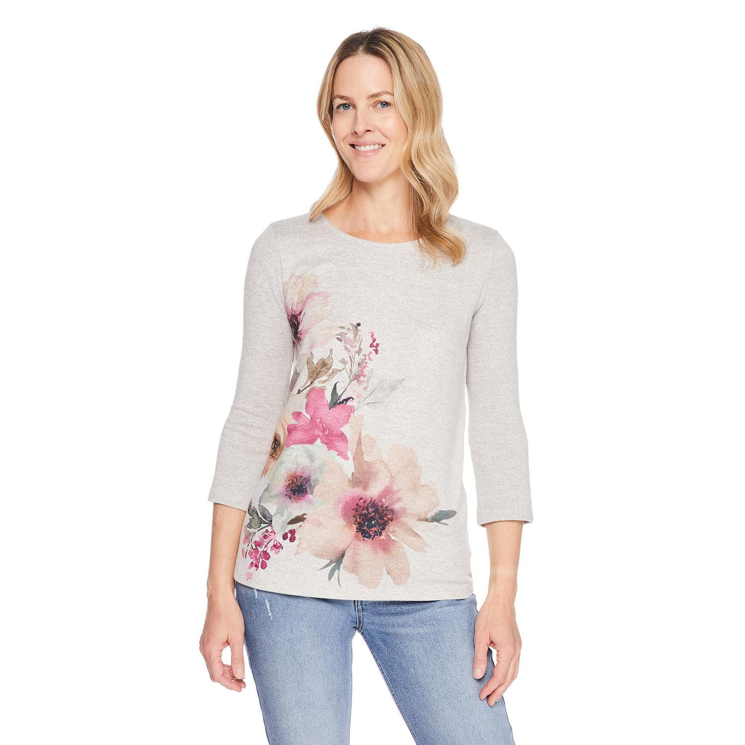 Haut en hacci à manches ¾ Iyla pour femmes Tailles P-TTG