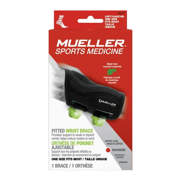 Attelle de poignet ajustée Mueller Green, noir, taille unique, main gauche