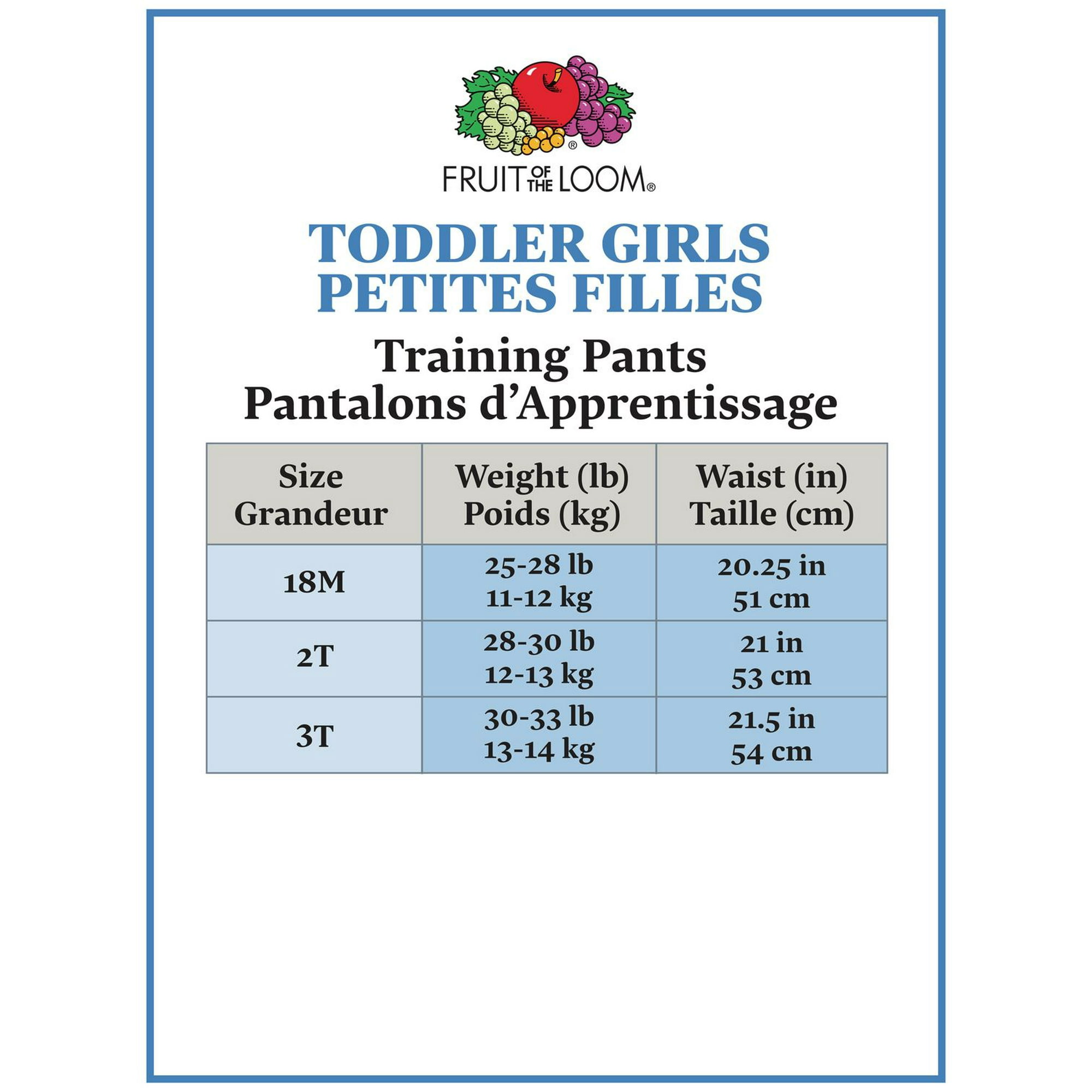 Fruit of the Loom Toddler Girls Training Pant Underwear, 3 Pack