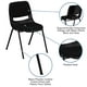 Chaise coquille noire, empilable et ergonomique de la série HERCULES, pour supporter jusqu'à 880 lb avec siège et dossier rembourrés – image 5 sur 9