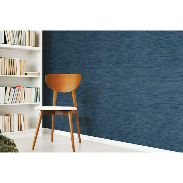 ROOMMATES FAUX GRASSCLOTH BLUE PEEL & STICK WALLPAPER Walmart.ca