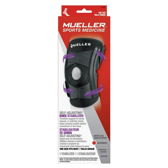Stabilisateur de genou auto-ajustable Mueller, taille unique, noir