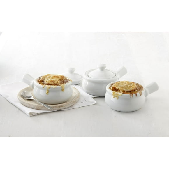 Trudeau Maison 4-Piece Porcelain Onion Soup Bowl Set