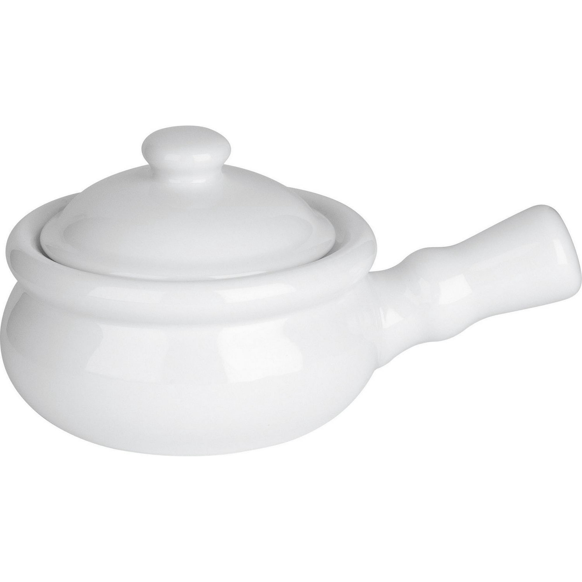 Mann Marketing Porcelain Onion Soup Bowl with Handles, 475-mL, White