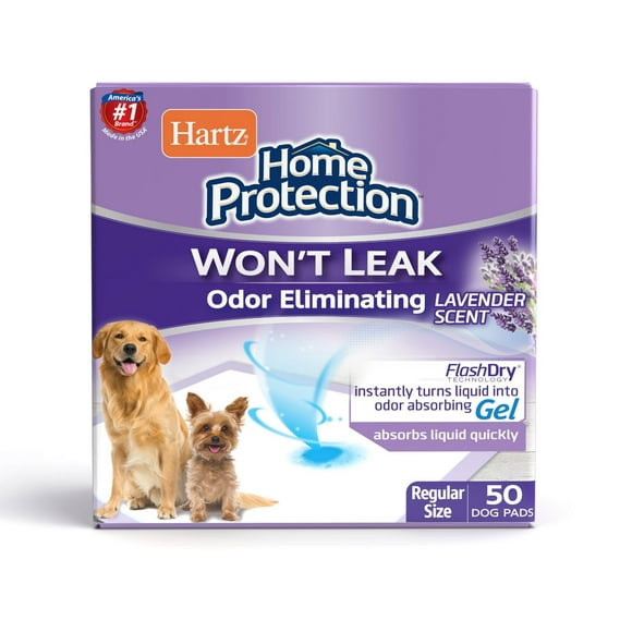 Hartz Home Protection Odour Eliminating Dog Pee Pads and Training Pads for Puppies and Adult Dogs, 50ct Dog Pads (21"x21")