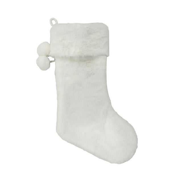 Holiday Time WW 21 inches white fur stocking - Walmart.ca