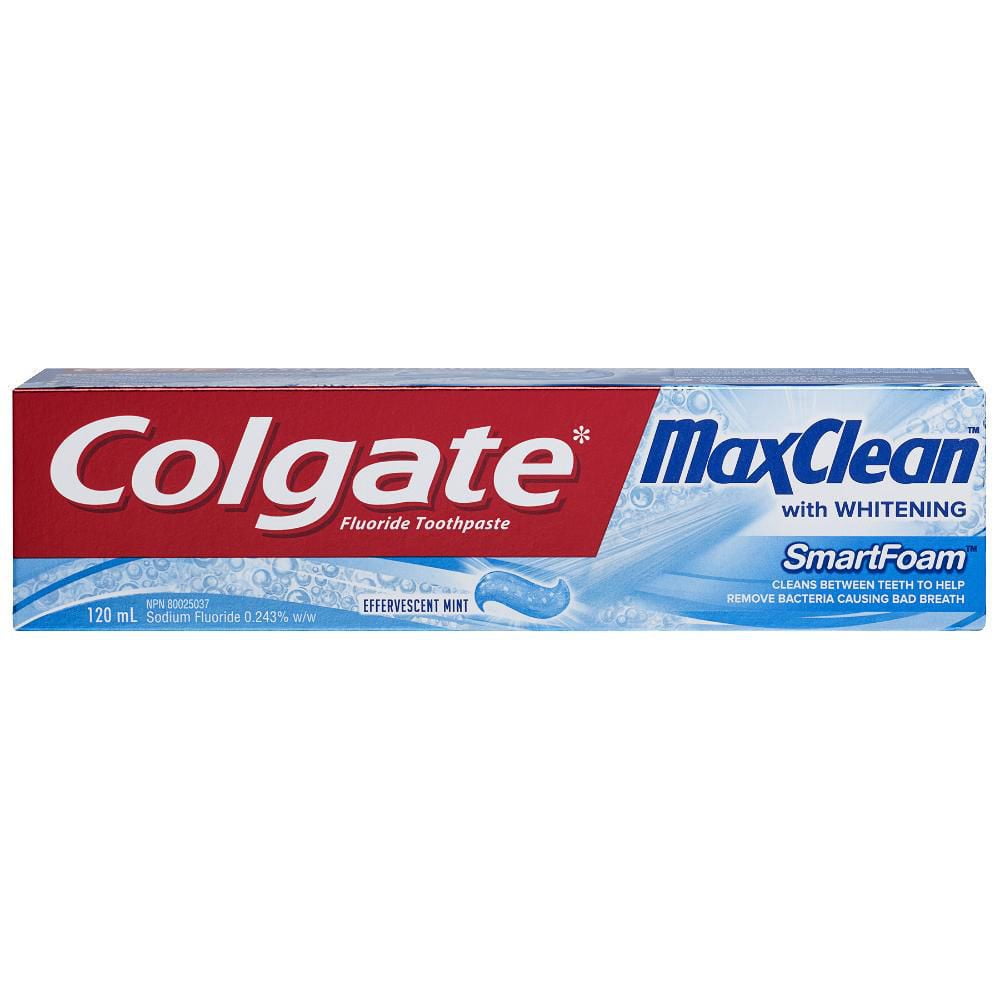 Colgate Maxclean Smart Foam Whitening Toothpaste, Effervescent Mint ...