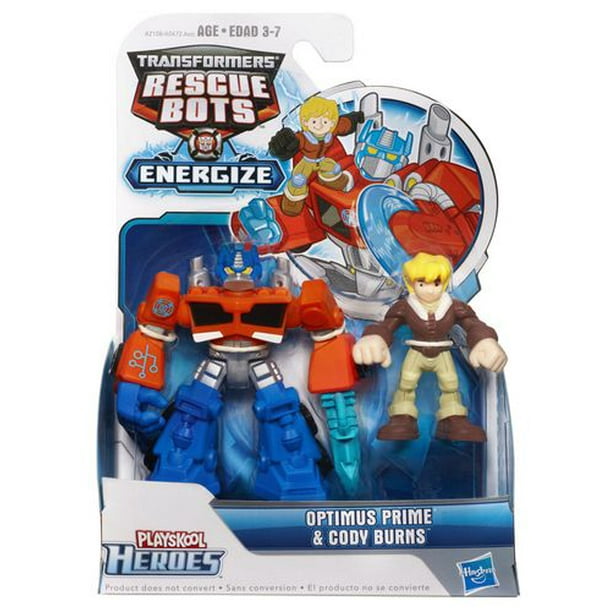 PLAYSKOOL HEROES TRANSFORMERS RESCUE BOTS -Duo de figurines ENERGIZE Optimus Prime et Cody Burns
