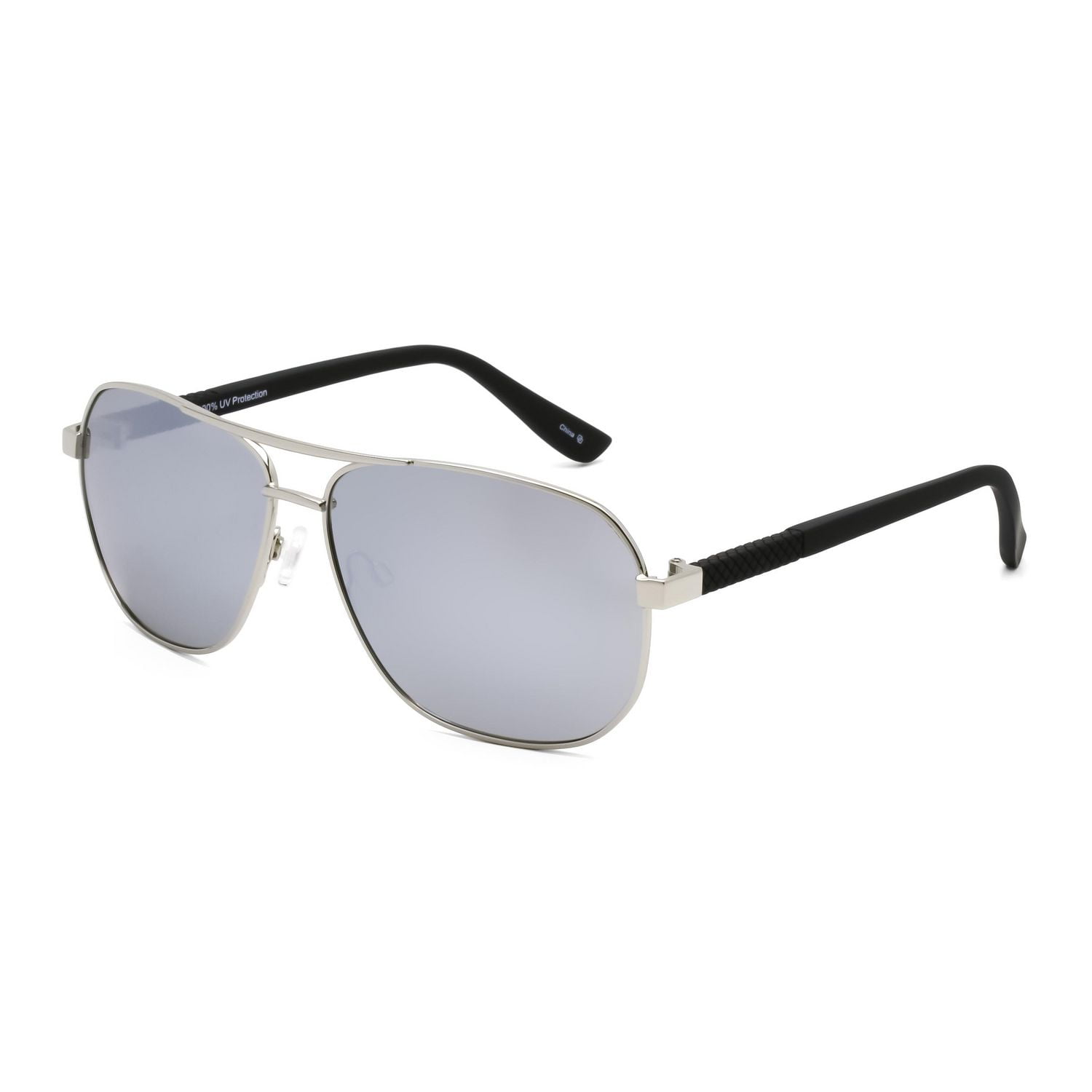 George Mens Black and Silver Aviator Sunglasses