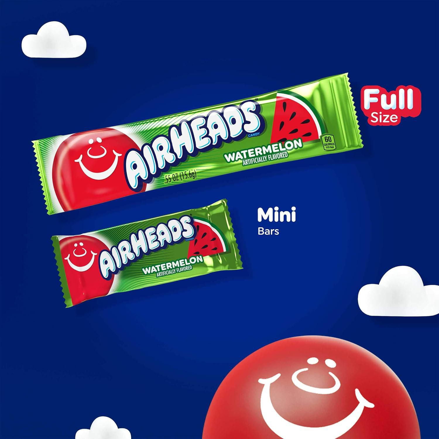 Barres Airheads, melon d’eau, emballées individuellement, 15,6g Airheads Melon d’eau—moelleuse, fruitée, osée!
