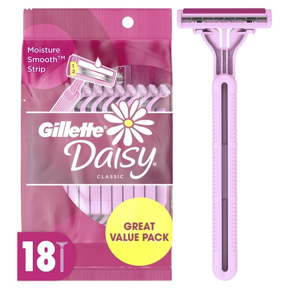 Gillette Daisy Classic Womens Disposable Razor, 18 Disposable Razors