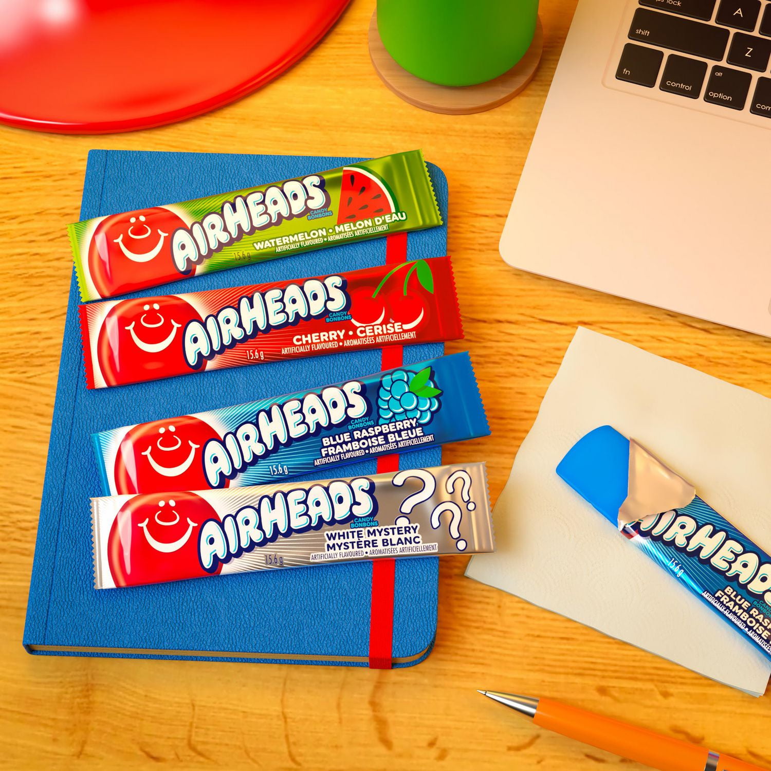 Airheads Singles, Cherry Candy, Individually Wrapped, 15.6g, Airheads Cherry Bar—chewy, bold, and fun!
