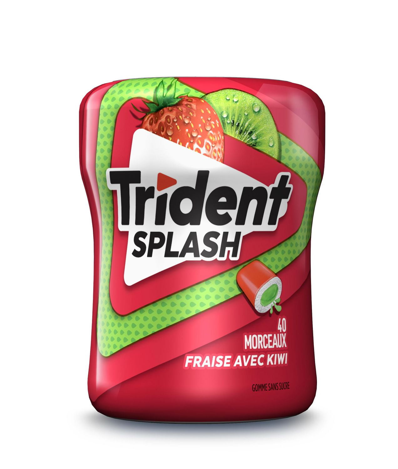 Trident Splash, Strawberry Kiwi Sugarfree Gum Bottle, 40 Pieces