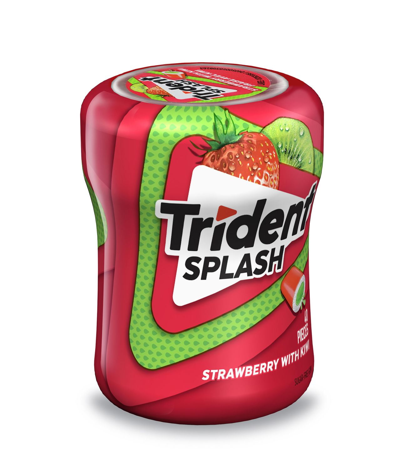 Trident Splash, Bouteille de gomme sans sucre Fraise Kiwi, 40 Morceaux
