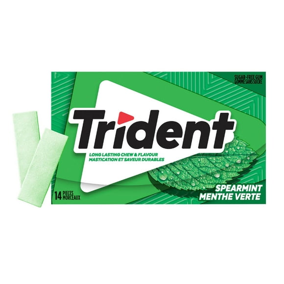 Trident, Paquet de gomme sans sucre à la menthe verte, 14 Morceaux Trident Gomme Menthe verte: rafraîchir son rythme