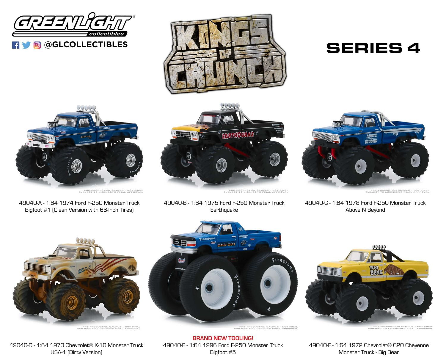 GREENLIGHT KINGS OF CRUNCH 3台セット GreenLight 1:64 Kings of Crunch Die-Cast Trucks Series 4 - Walmart.ca