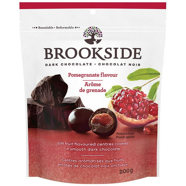 Centres aromatisés à la grenade enrobés de chocolat noir Brookside