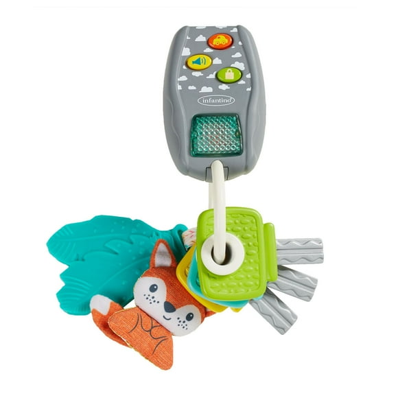 Infantino Lights & Busy Key Chain, BPA free feather teether
