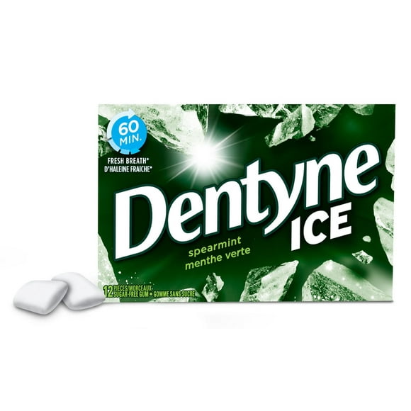 Dentyne Ice, Gomme sans sucre à la Menthe verte - 12 Morceaux Gomme Dentyne Ice Menthe verte: fraîcheur 60 mins