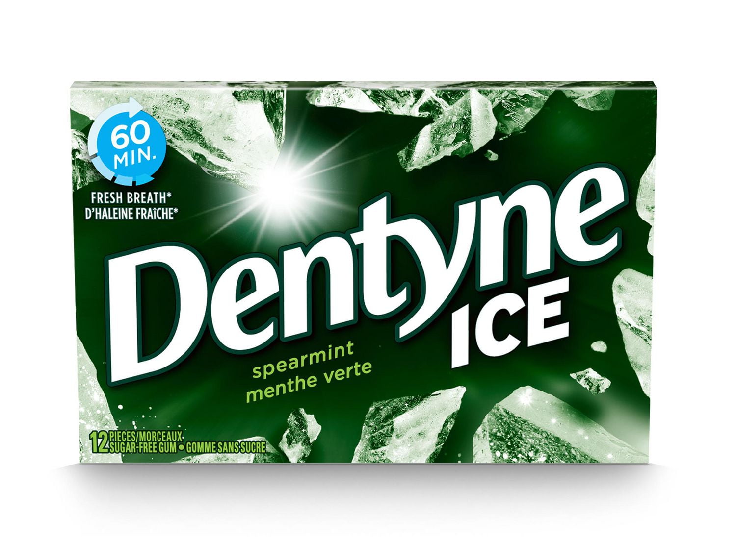 Dentyne Ice, Spearmint Sugarfree Gum Pack, 12 Pieces, Dentyne Ice Spearmint: Fresh breath, 60 mins!