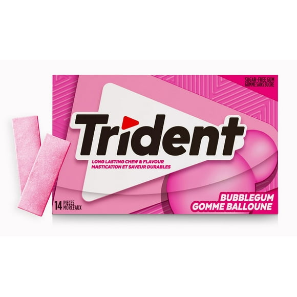 Trident, Paquet de gomme balloune sans sucre, 14 Morceaux Trident Gomme balloune: classique, haleine fraîche