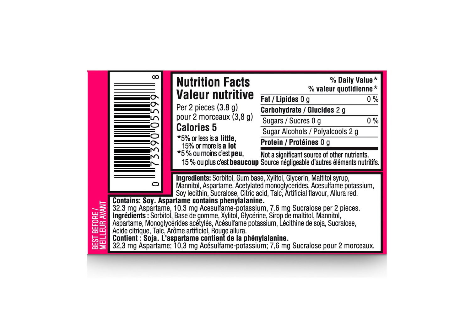 Trident, Paquet de gomme balloune sans sucre, 14 Morceaux Trident Gomme balloune: classique, haleine fraîche