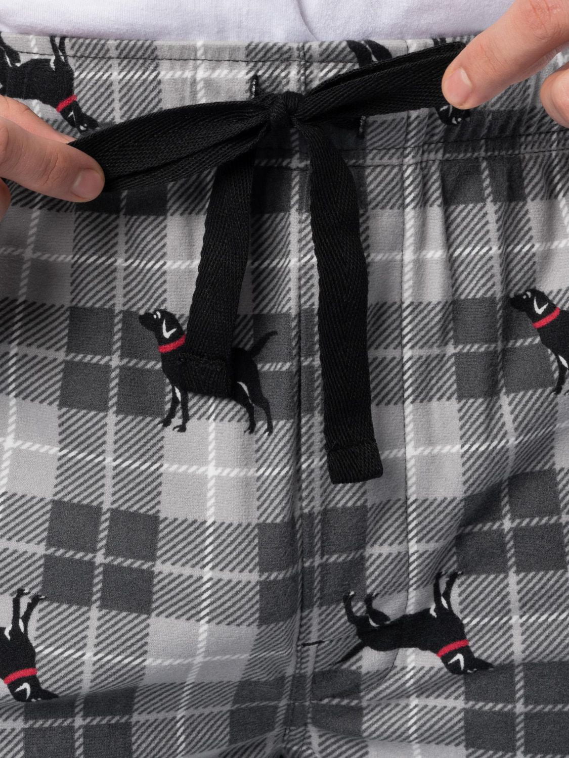 IZOD Men's Flannel Fleece Sleep Pant, grey and black