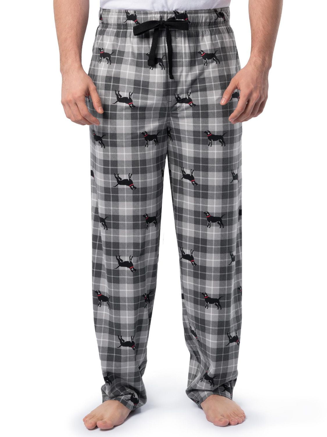 IZOD Men's Flannel Fleece Sleep Pant, grey and black