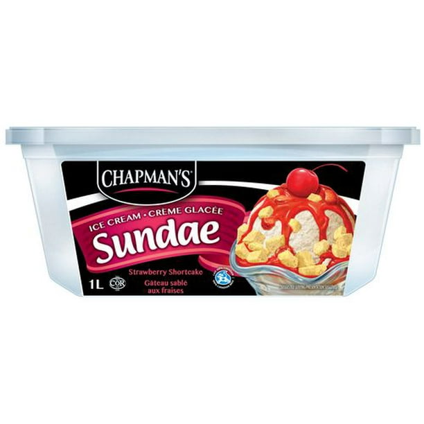 Crème glacée Sundae Chapman's à saveur de gâteau sablé aux fraises