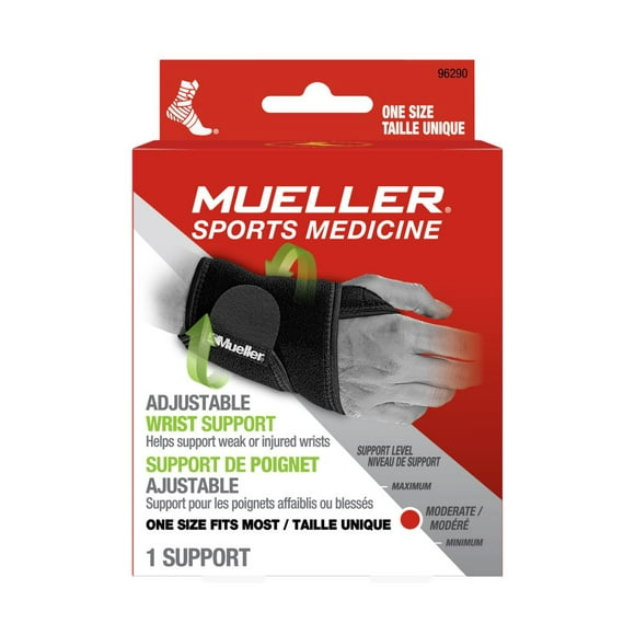 Mueller Adjustable Wrist Support, Black, One Size Fits Most, Left or Right