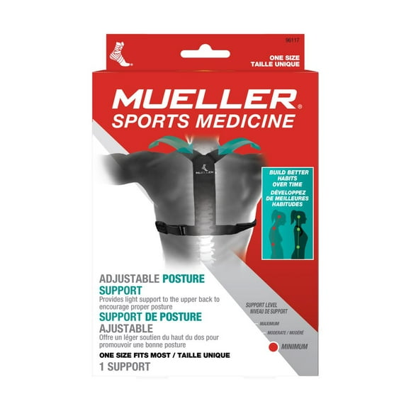 Mueller Adjustable Posture Support, Unisex, One Size Fits Most, Light Back Support to help Improve Posture