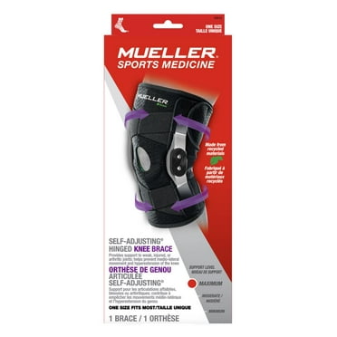 Mueller Green Adjustable Hinged Knee Brace, Black, Fits Left or Right, One Size Fits Most