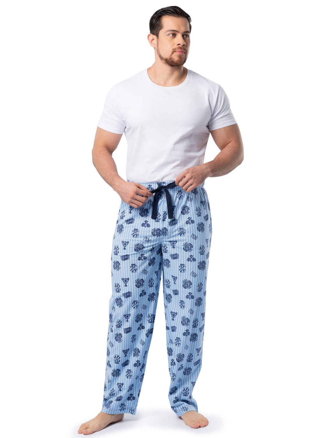 IZOD Men's Flannel Fleece Sleep Pant, light blue logo, Sizes S, M, L and XL