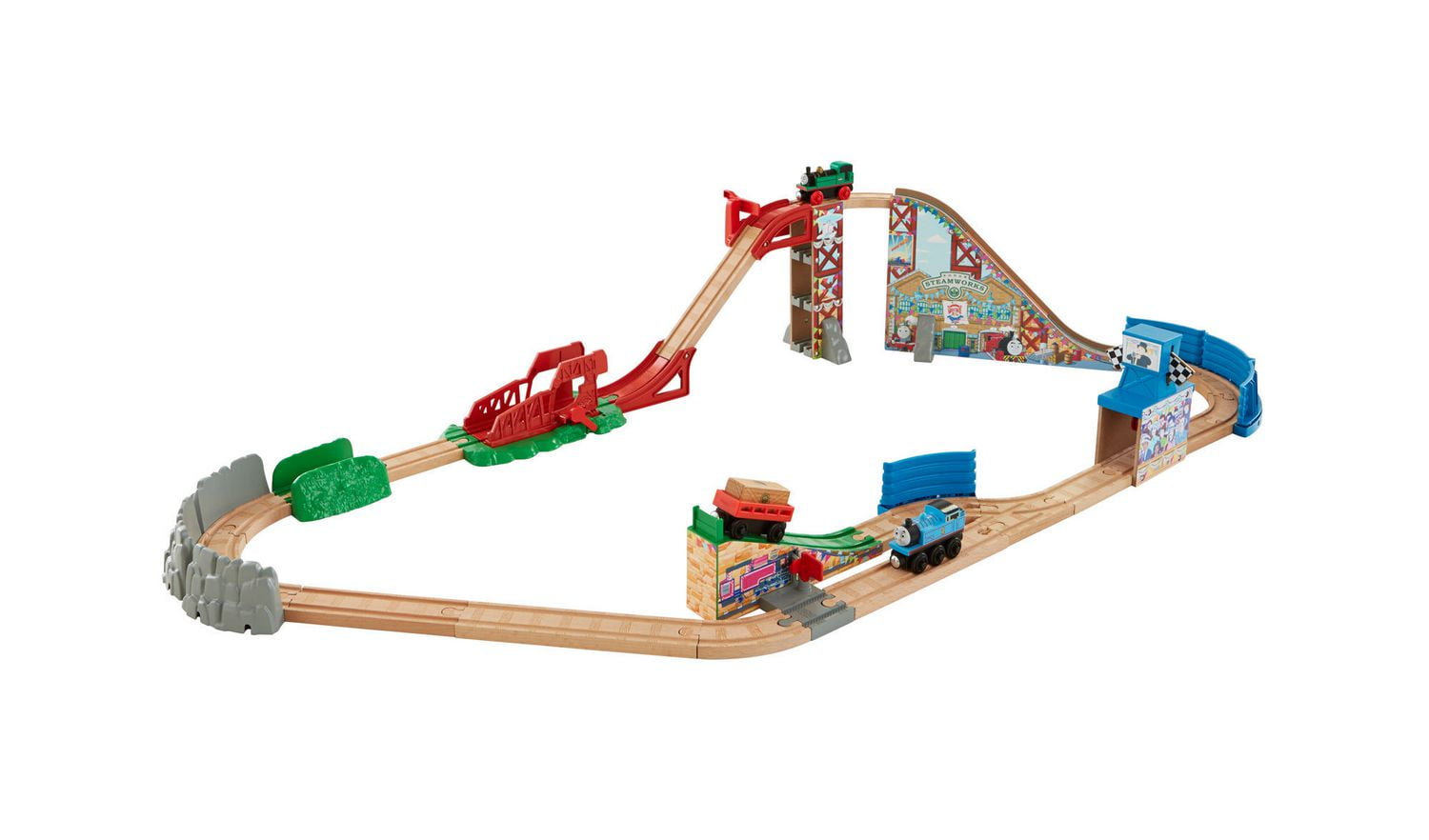 thomas wooden railway race day relay set