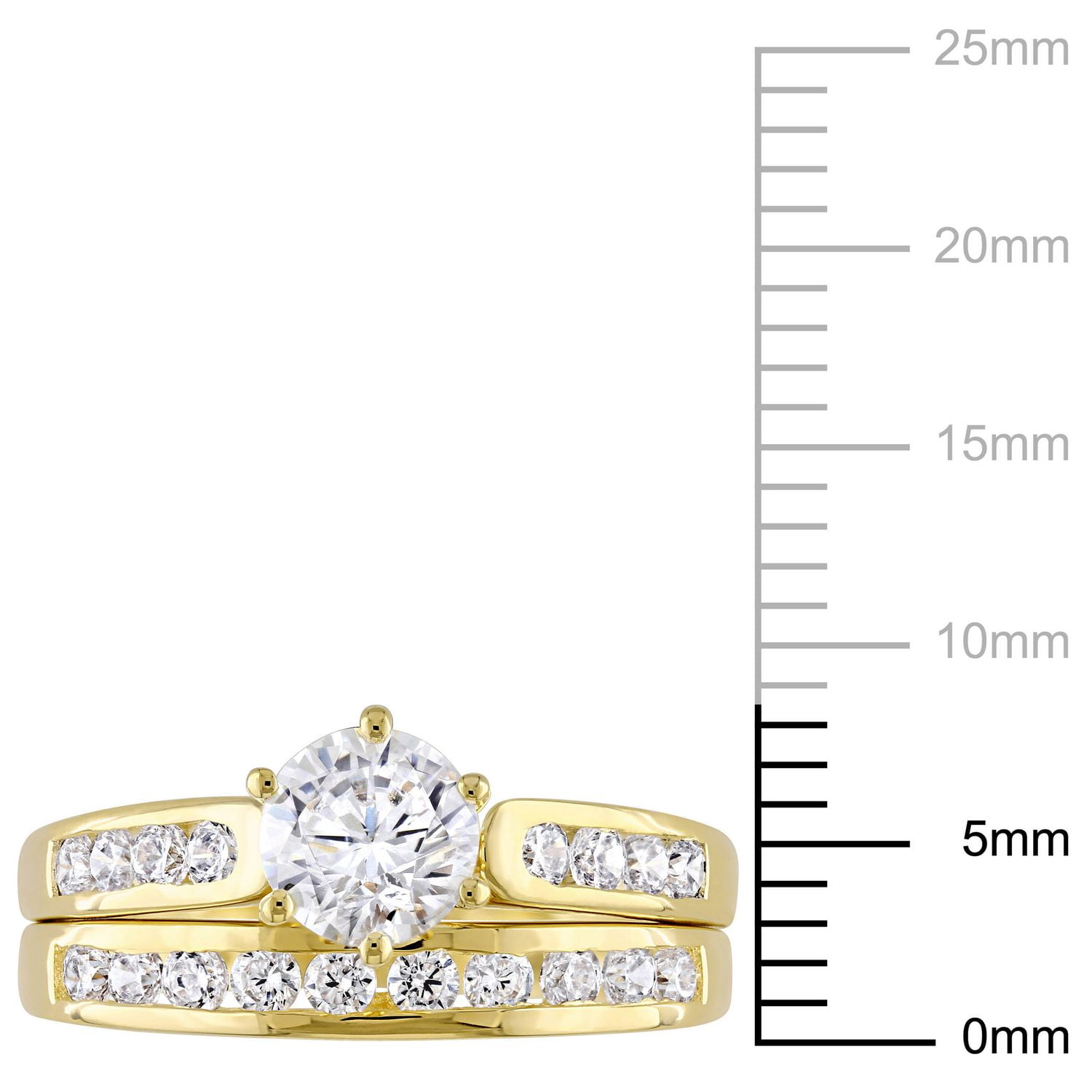 Ensemble nuptial avec zircons cubiques 2,6 ct en argent sterling et plaqué de rhodium jaune de Miabella