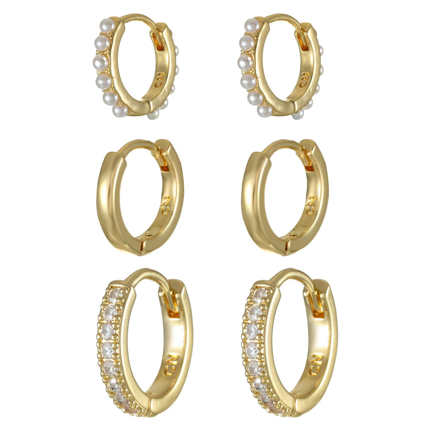 Luxury Designs Gold Plated Trio Huggie Hoop Earring Set