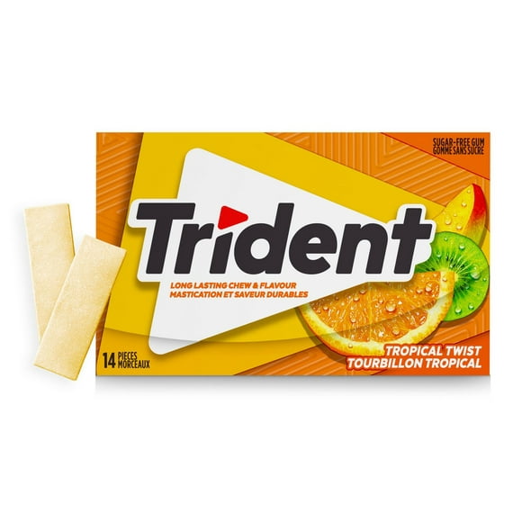 Trident, Paquet de gomme sans sucre Tourbillon tropical, 14 Morceaux Trident Tourbillon tropical: rafraîchir son rythme