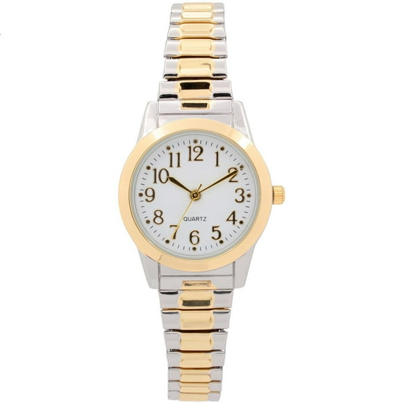 Women’s Two-Tone Quartz Watch with White Dial and Gold Bezel