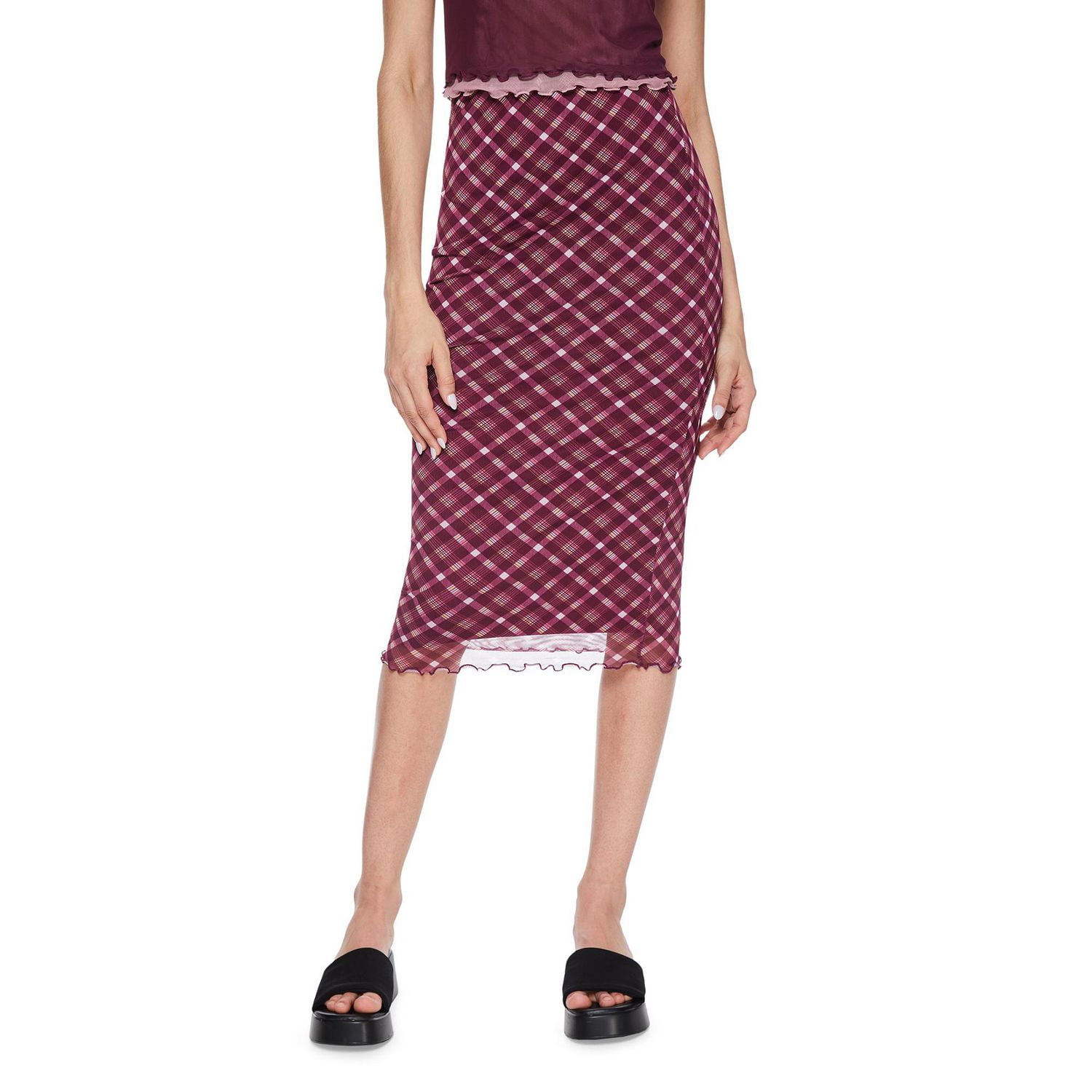 No Boundaries Women's Mesh Midi Skirt
