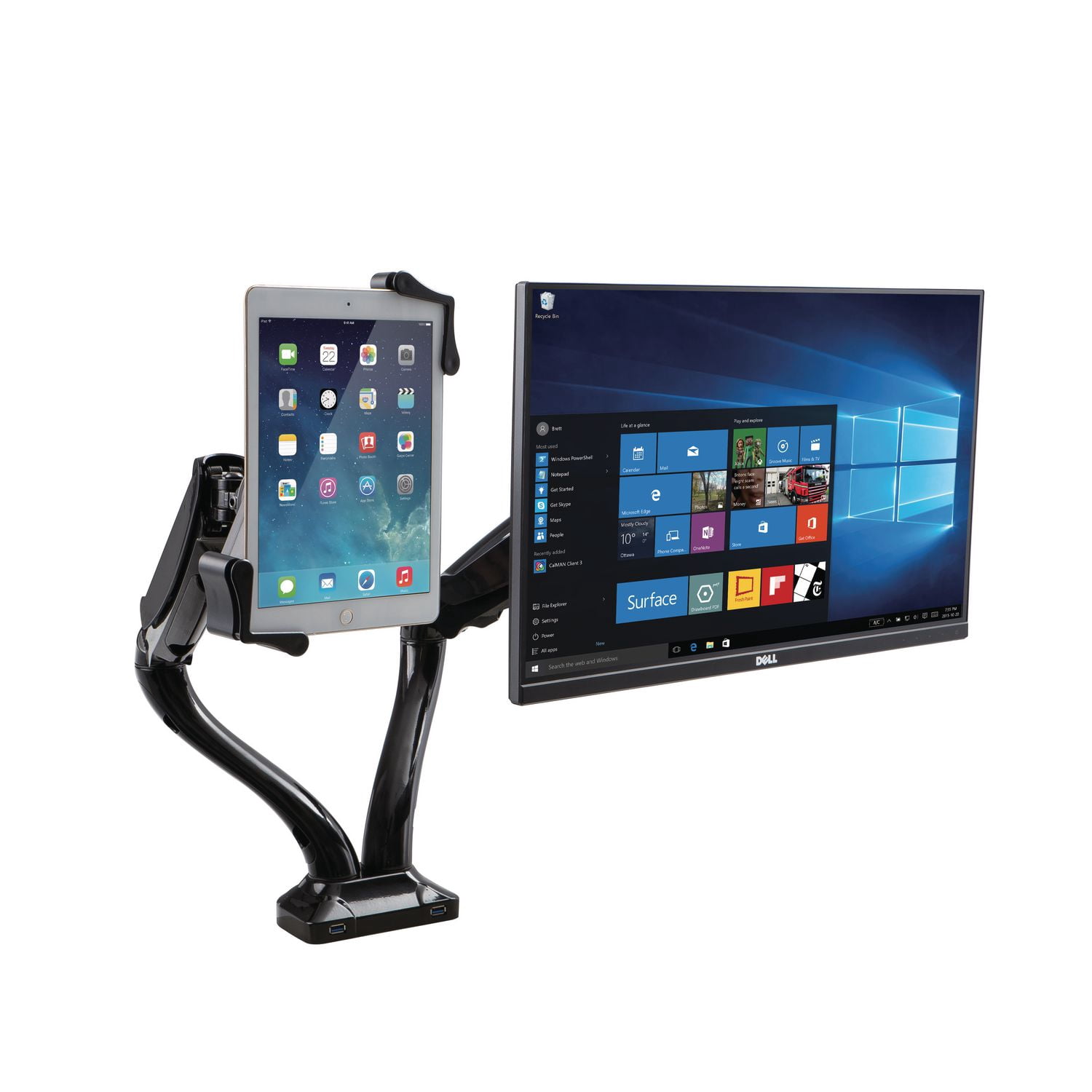 CTA Digital CTA 2in1 Adjustable Monitor And Tablet Mount with USB Hub