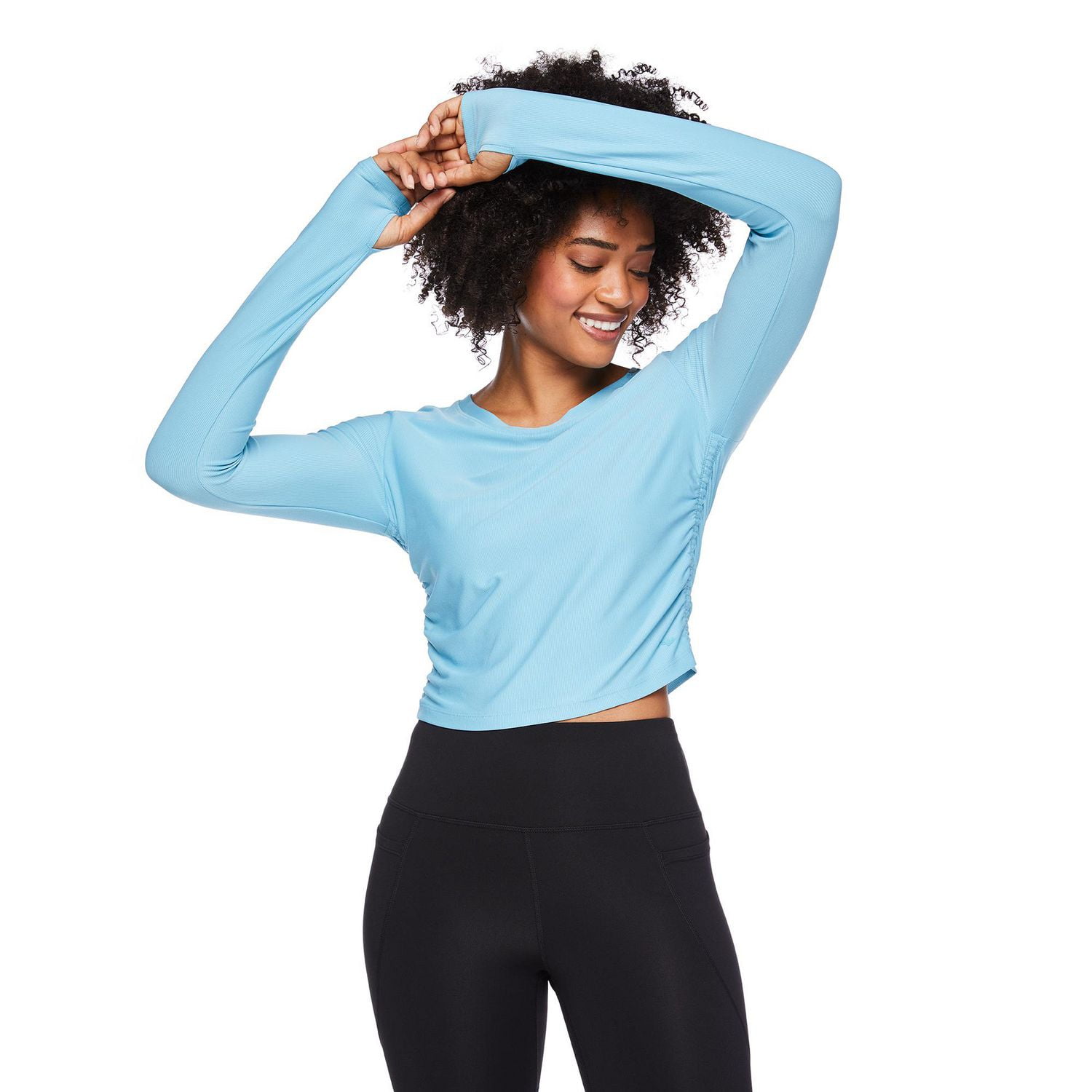 Athletic Works Women's Ruched Crop Tee, Sizes XS-XXL