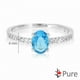 Bague Pure ZC ovale aquamarine en argent sterling avec 3/4 carat poids total ZC rond – image 2 sur 2